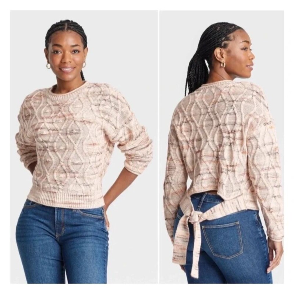 Women's Crewneck Tie-Back Pullover Sweater - Universal Thread Spacedye
